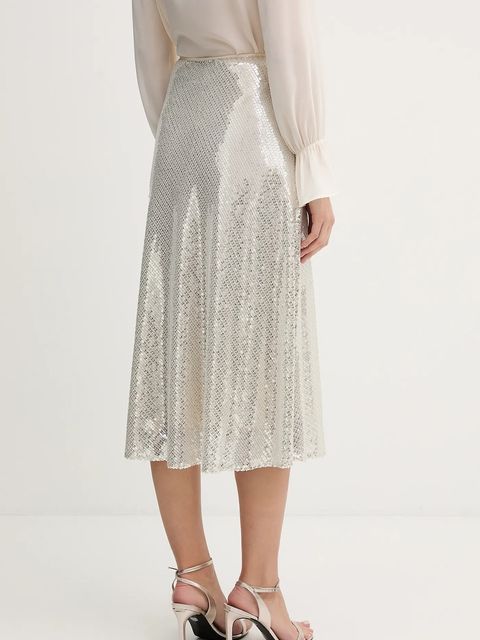 OUI spódnica kolor srebrny midi rozkloszowana 96029
