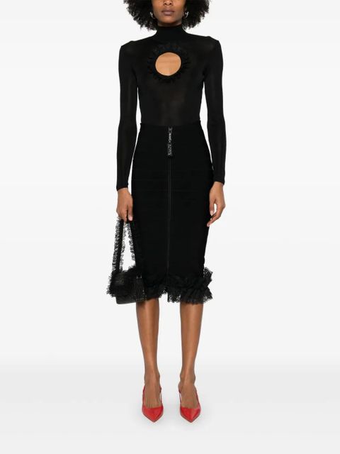 Self-Portrait x Christopher Kane ruffle knit midi skirt - Black - zdjęcie produktu nr 2