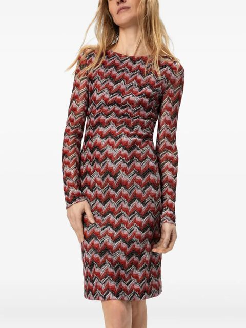 Missoni chevron-pattern long-sleeve midi dress - Red