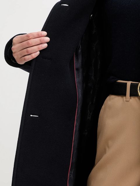 Tommy Hilfiger płaszcz z dodatkiem wełny kolor granatowy WW0WW48415