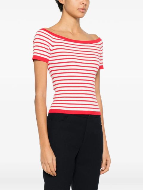 Maje striped boat-neck top - Red