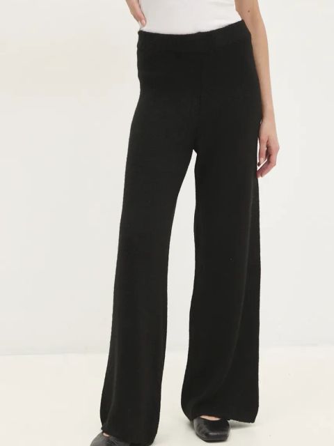 Answear.LAB spodnie z wełną kolor czarny proste high waist