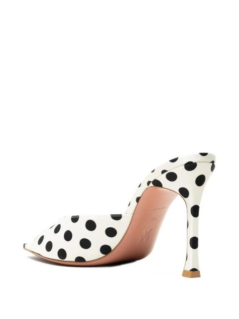 Amina Muaddi Alexa polka-dot satin mules - White