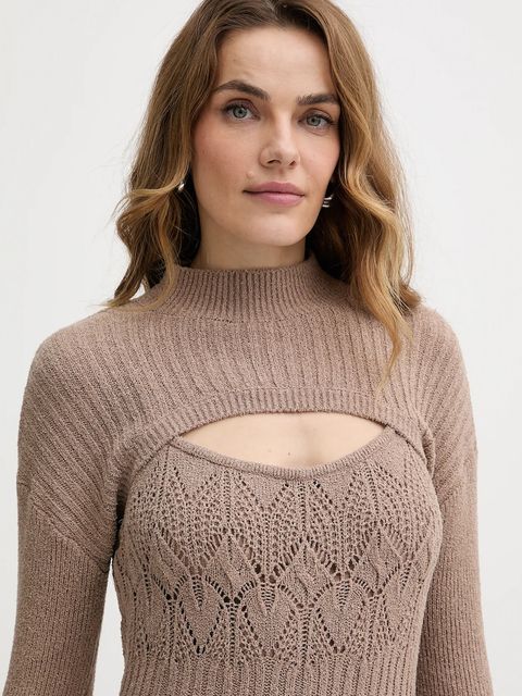 Guess sukienka SHINJU kolor beżowy maxi dopasowana W5BK91 Z4060