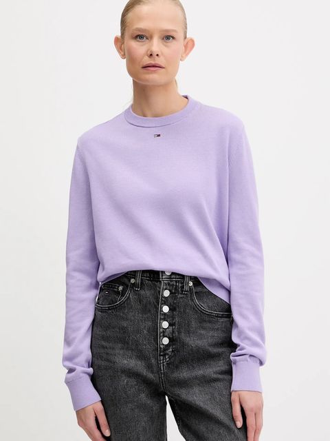Tommy Jeans sweter bawełniany kolor fioletowy lekki DW0DW20159 - zdjęcie produktu nr 1