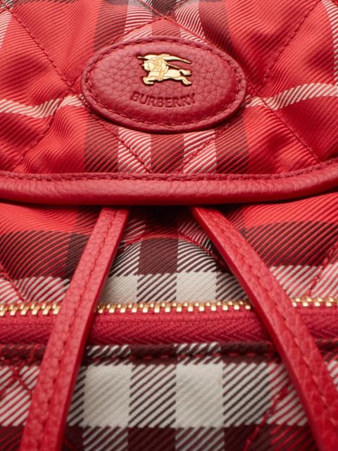 Burberry Horseshoe quilted check backpack mini bag - Red