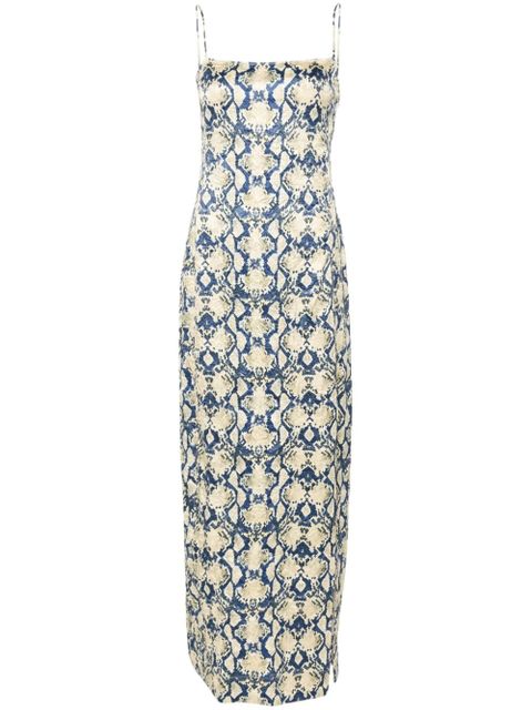 GANNI snake-print maxi dress - Neutrals