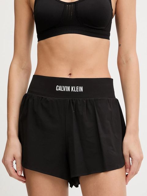 Calvin Klein Performance szorty treningowe damskie kolor czarny gładkie high waist LVGWF5S801 - zdjęcie produktu nr 1