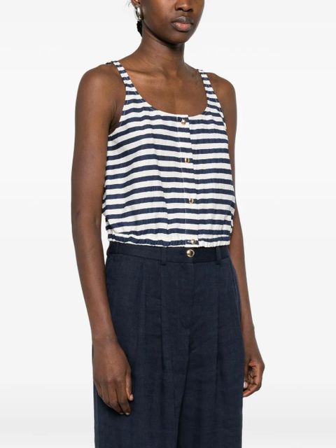 Maje striped-pattern button-fastening top - Blue