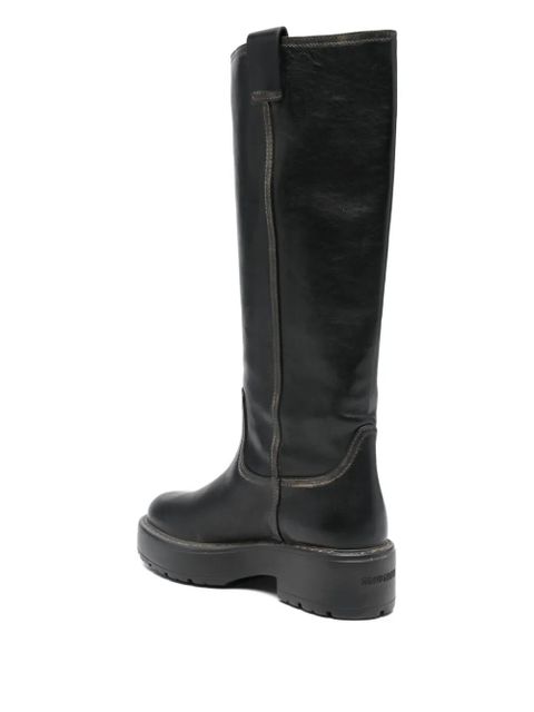 Miu Miu logo-plaque knee-high boots - Black - zdjęcie produktu nr 2