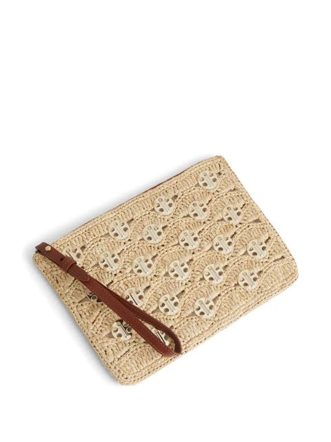 Rabanne lurex-detail clutch bag - Neutrals