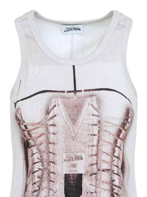 Jean Paul Gaultier Cage trompe l'œil printed top - White