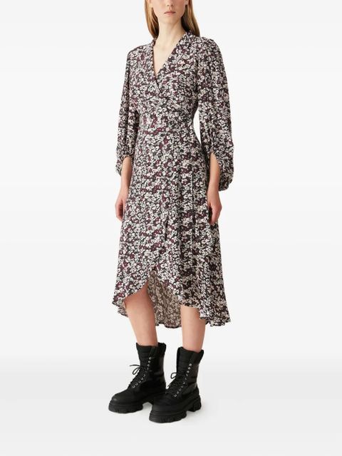 GANNI floral-print wrap midi dress - Red