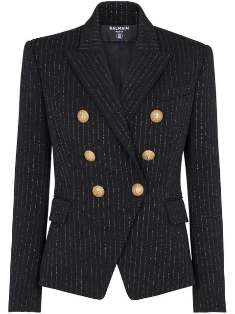 Balmain lurex-detail double-breasted blazer - Black - zdjęcie produktu nr 1