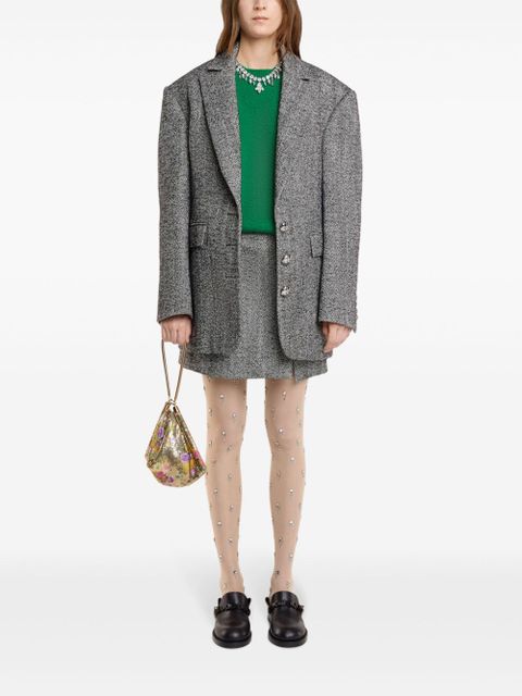 Rabanne herringbone-pattern wool blazer - Black