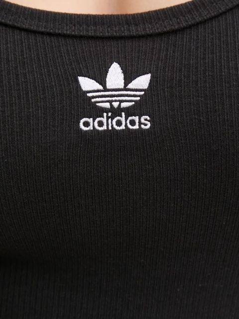 adidas Originals kombinezon Essentials RIB Onesie kolor czarny z dekoltem okrągłym JC6212