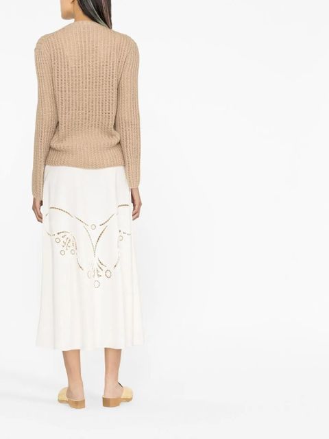 Chloé high-waisted embroidered-design skirt - White