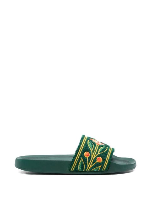 Casablanca floral-embroidered slides - Green - zdjęcie produktu nr 1