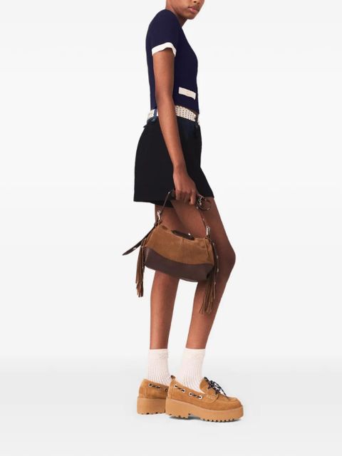 Maje ribbed contrast-trim cardigan - Blue