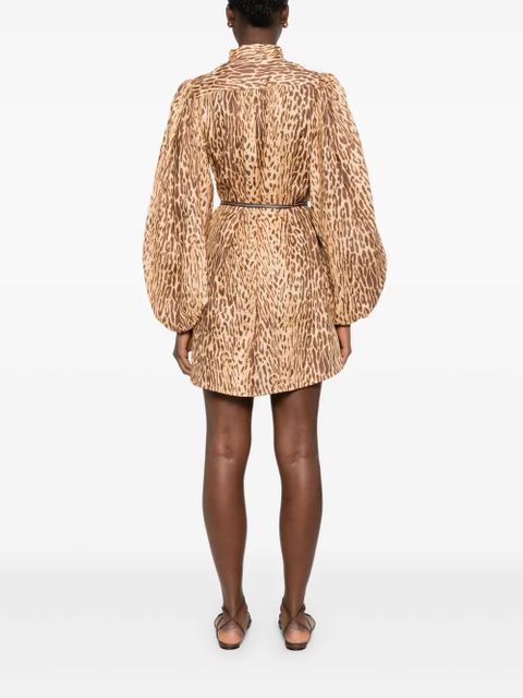 ZIMMERMANN Cascadian leopard-print mini dress - Brown