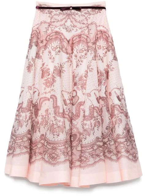 ZIMMERMANN Crush flared midi skirt - Pink - zdjęcie produktu nr 1