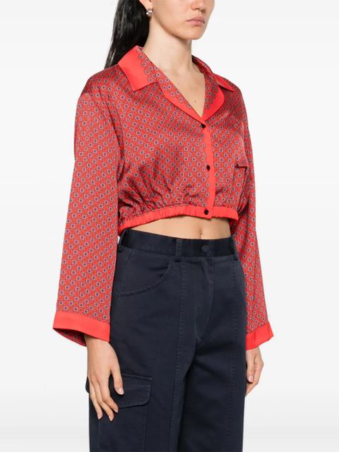 SANDRO printed cropped shirt - Red