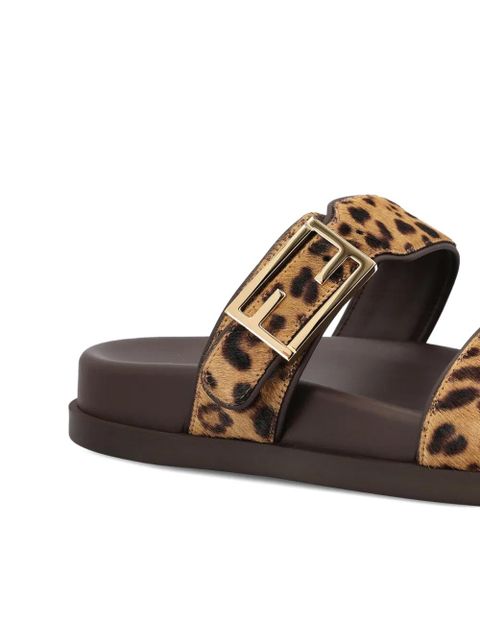 FENDI Feel leopard-print buckle sandals - Brown
