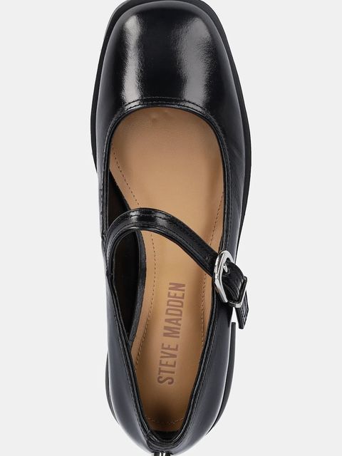 Steve Madden półbuty skórzane Delancy damskie kolor czarny na płaskim obcasie 11003873