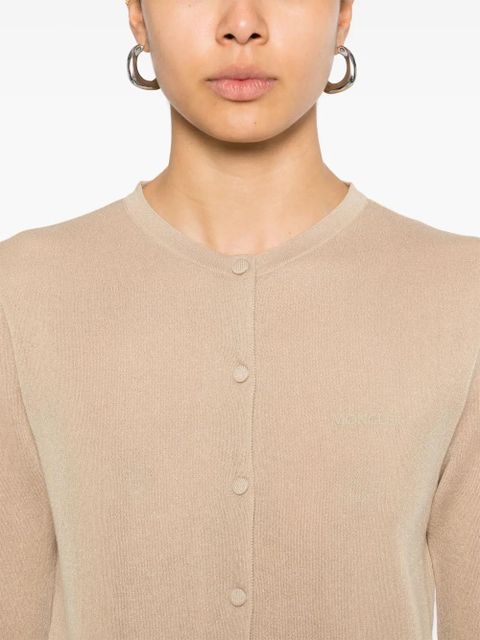 Moncler logo-embroidered cardigan - Neutrals