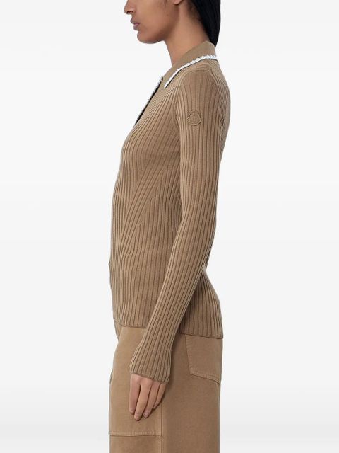 Moncler ribbed button polo top - Brown - zdjęcie produktu nr 2