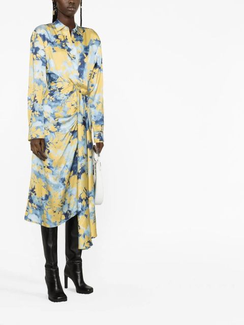 Off-White floral-print wrap shirtdress - Blue