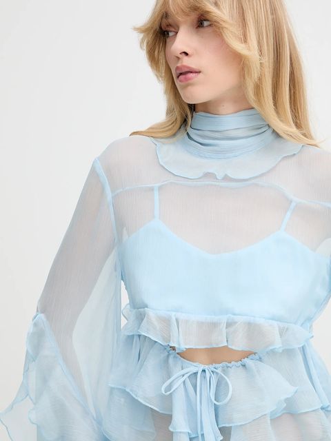 Bardot bluzka damska kolor niebieski gładka 59933TB