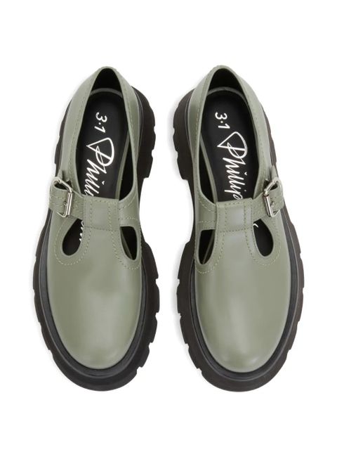 3.1 Phillip Lim buckle T-bar loafers - Green