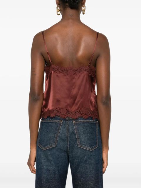 DÔEN lace-trimmed satin top - Brown