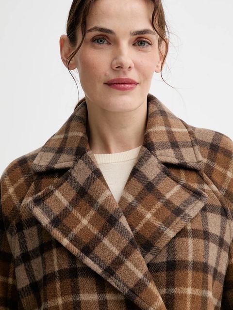 Marc O'Polo płaszcz z wełną kolor brązowy 508018371151