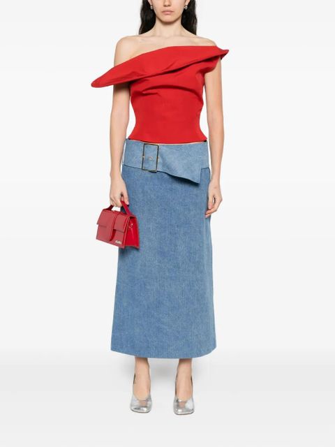 Rowen Rose belted denim midi skirt - Blue - zdjęcie produktu nr 2