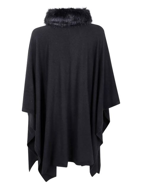 Lauren Ralph Lauren faux-fur trim cape coat - Black