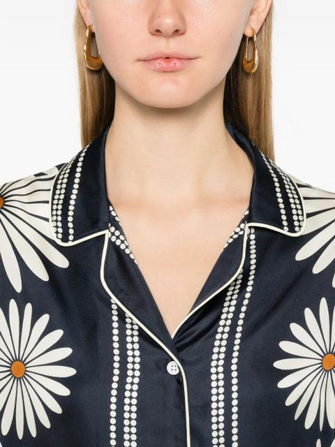 SANDRO floral-print silk shirt - Blue