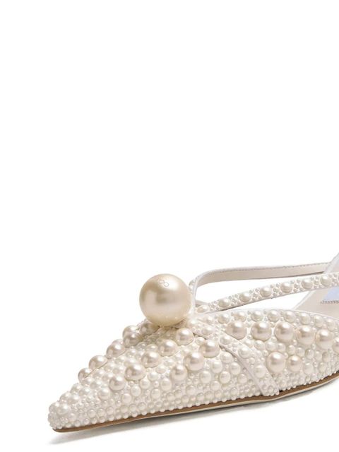 Jimmy Choo Sana pearl-embellished pointed mules - White