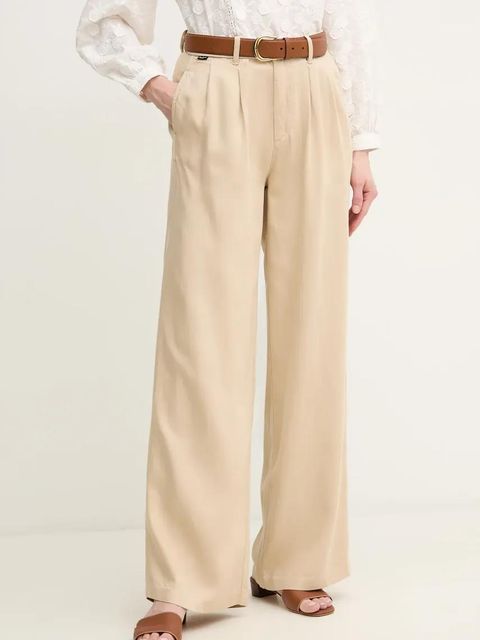 Pepe Jeans spodnie GOA damskie kolor beżowy szerokie high waist PL211834 - zdjęcie produktu nr 1