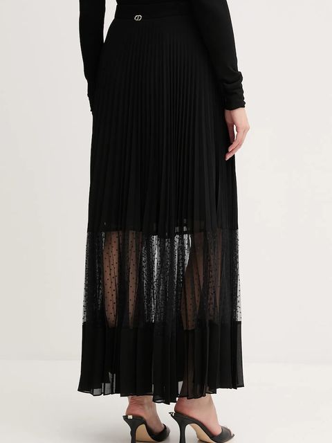 Twinset spódnica kolor czarny maxi rozkloszowana 252TP2642