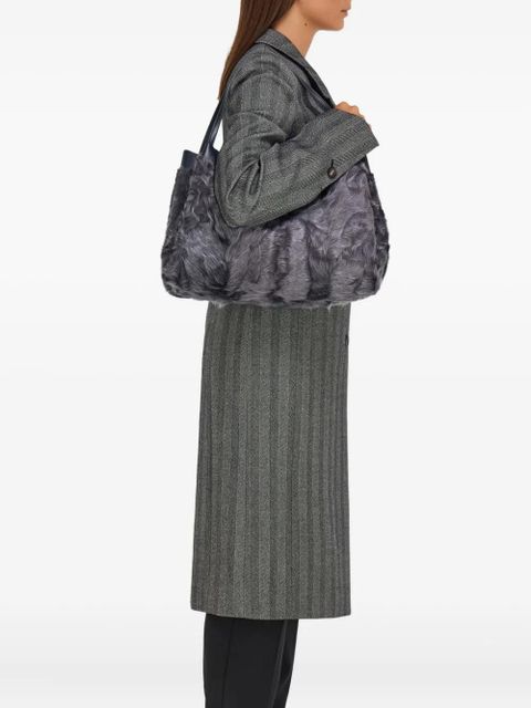 Ferragamo large fur-embellished top-handle tote bag - Grey - zdjęcie produktu nr 2