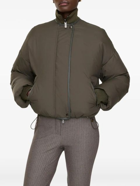 Burberry cropped reversible belt check nylon jacket - Green