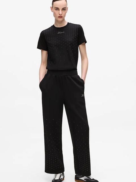 Karl Lagerfeld spodnie dresowe damskie kolor szary z aplikacją A4W10089 - zdjęcie produktu nr 1