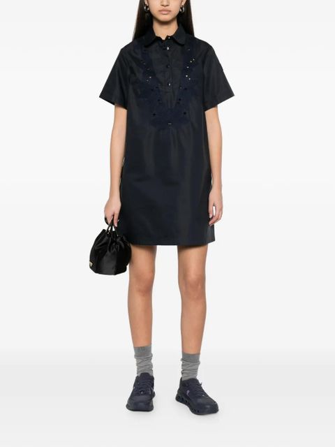 Moncler broderie-anglaise short-sleeve mini dress - Blue - zdjęcie produktu nr 2