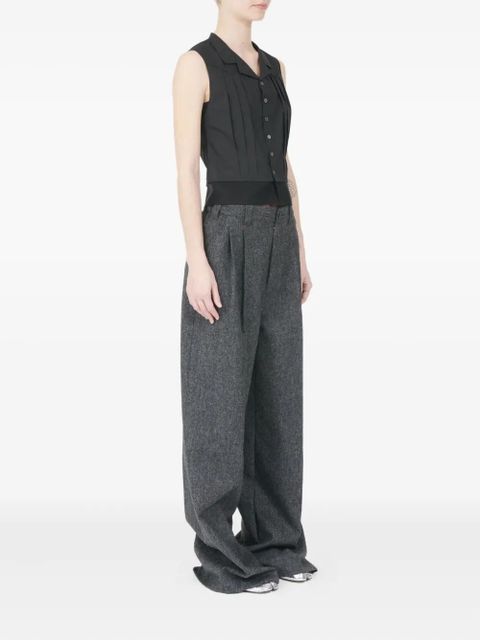 Maison Margiela pleated button-up vest - Black