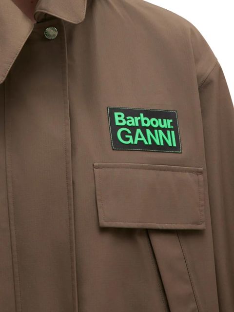 GANNI x Barbour ruffled-detail coat - Brown