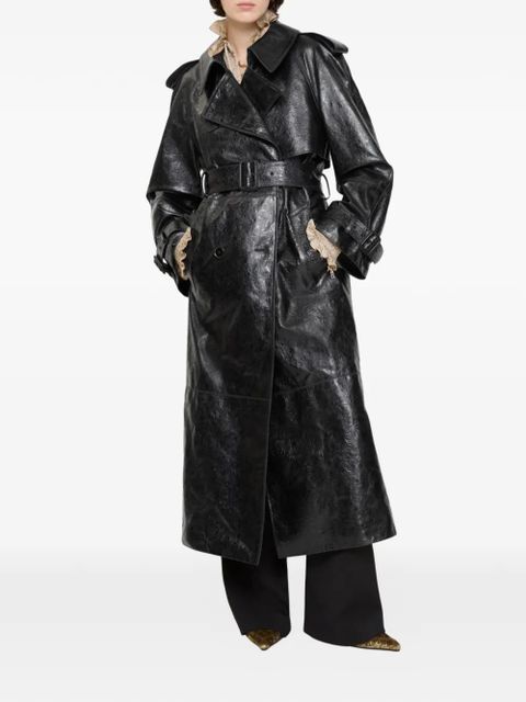 Burberry belted leather trench coat - Black