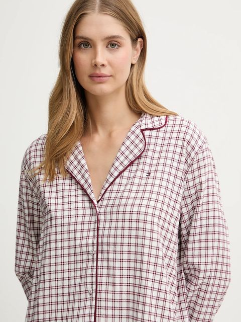 Tommy Hilfiger koszula nocna damska kolor bordowy bawełniana UW0UW06147