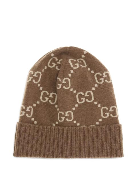 Gucci GG cashmere beanie hat - Brown